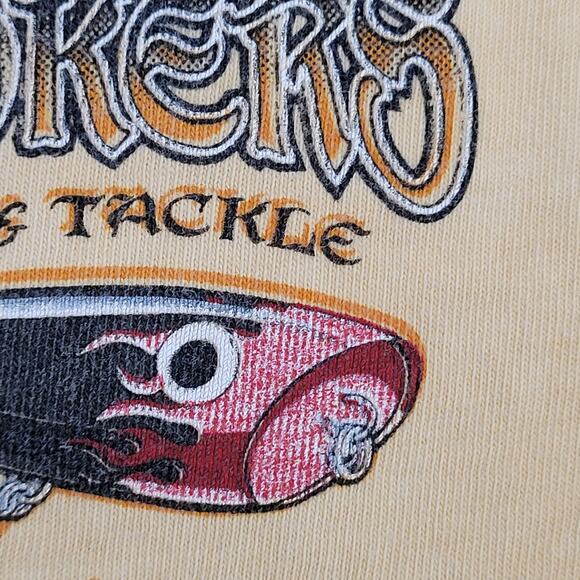 Vintage Fishing Shirt Womens Large 22x27 Yellow Hookers - Picture 10 of 16